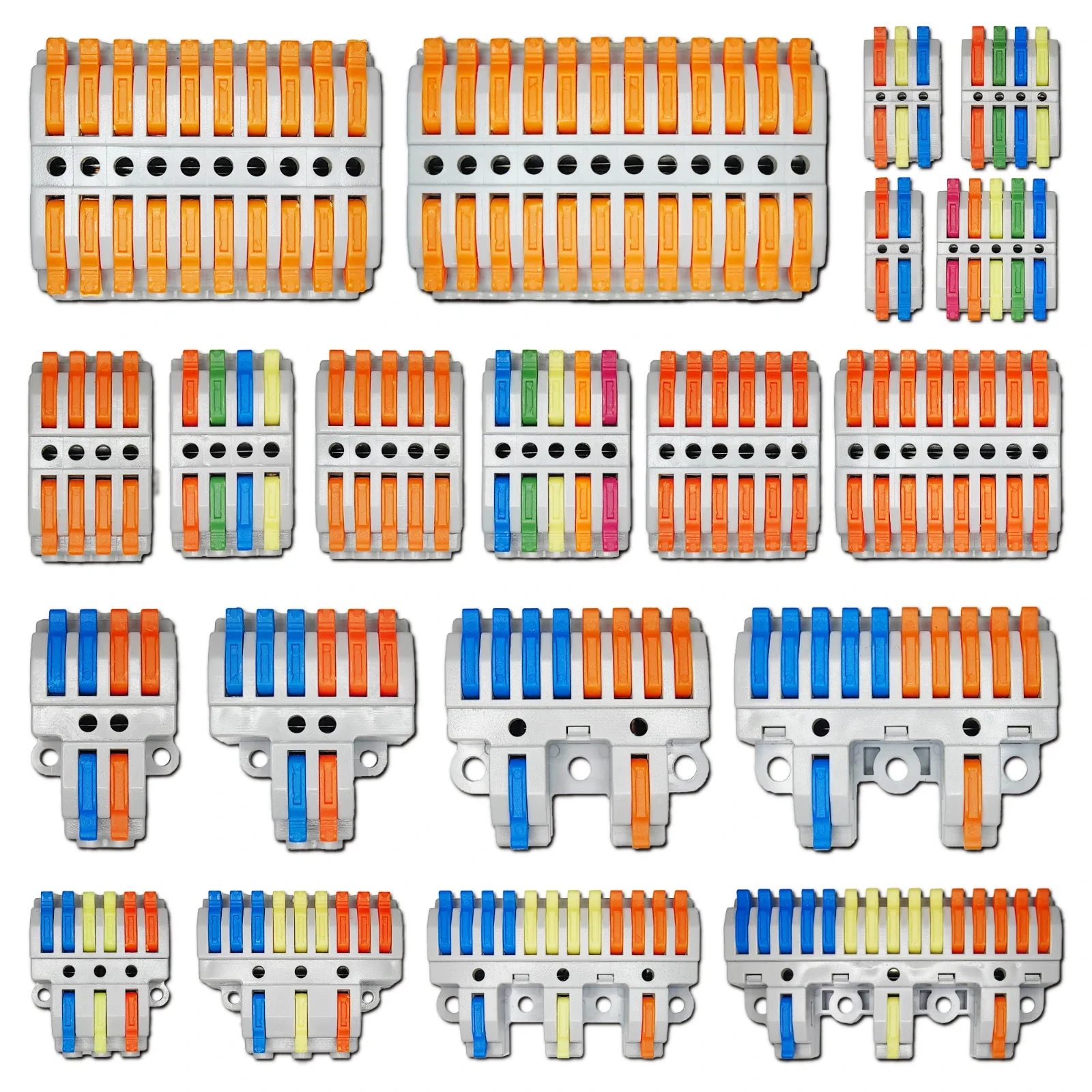 Conectores de fio 424 conectores de cabo de encaixe fiação universal rápida condutores compactos bloco terminal push-in led 2-15pin