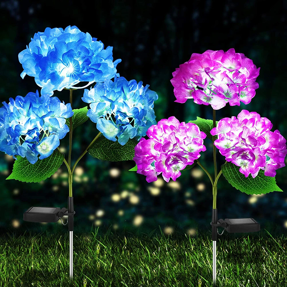 

2 Pack Hydrangea Flower Solar Led Light Outdoor Garden Lawn Lamps for Garden and Vegetable Patch Patio Country House Decoration