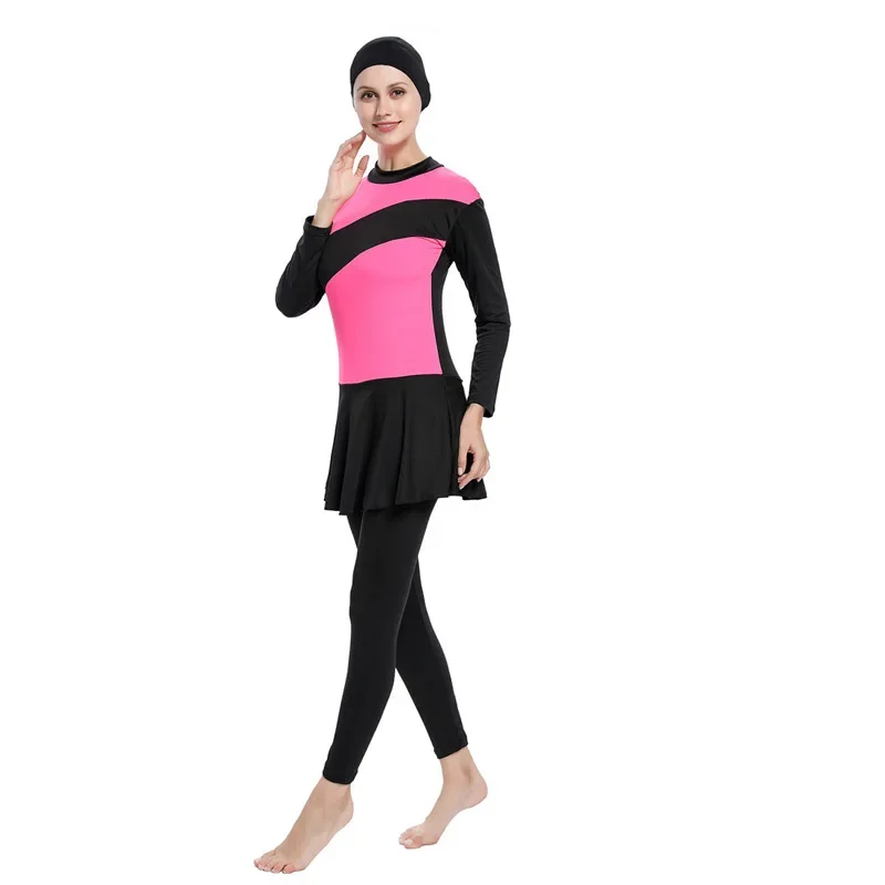 One Piece Swimwear Muslim Women Full Cover Burkini Modest Hat Swimsuit Islam Beachwear Bathing Swim Costumes Maillot De Bain