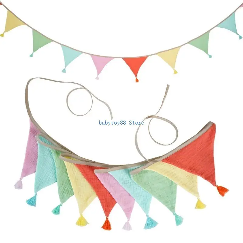 أعلام مهرجان غرفة الحضانة Y4UD الرايات 2.6 متر لافتات مُحسنة للجو من القطن الموسلين