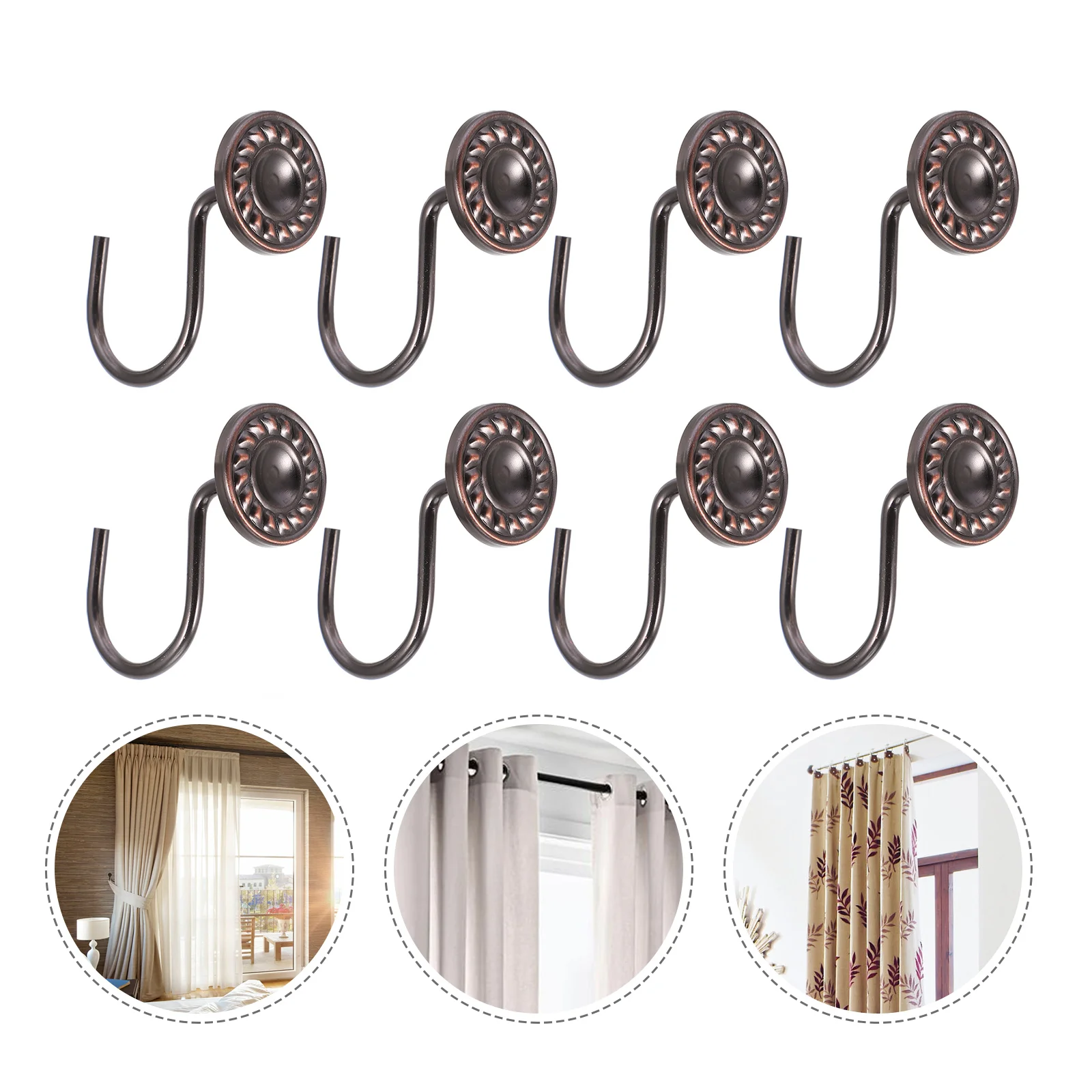 

12Pcs Iron Shower Curtain Hooks Retro Design Bathroom Curtain Rod Hanging Accessories Glide Shower Rings