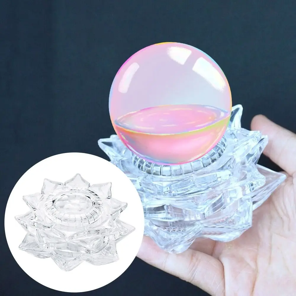 Transparent Crystal Ball Base Lotus Shape Glass Sphere Holder Acrylic Craft Crystal Ball Display Stand Photography Props