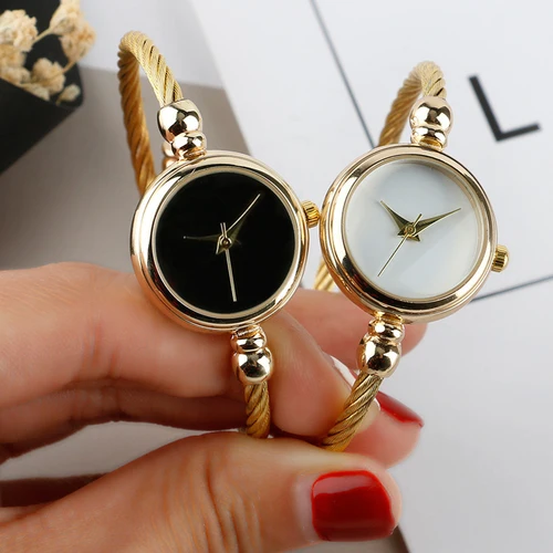 Reloj MAYZHISU para mujer, pulsera pequeña de oro, relojes de lujo, reloj de pulsera de cuarzo de acero inoxidable para mujer, reloj informal para mujer