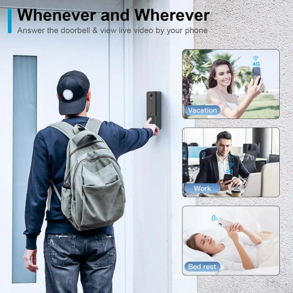 1~8PCS Aiwit Smart Life Smart Video Doorbell Outdoor Wireless Door Bell WiFi Camera Intercom Waterproof Security Protection