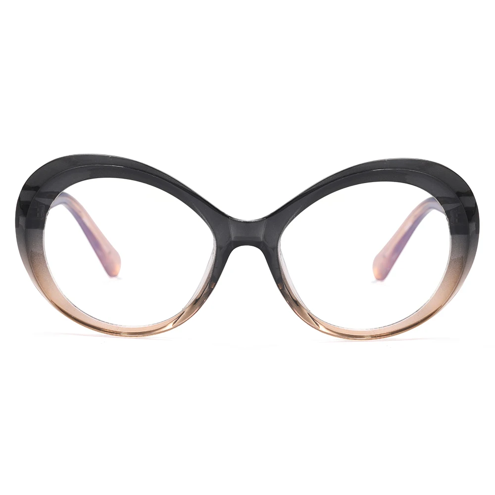 Kachawoo gafas de bloqueo de luz azul para mujer, montura de gafas redondas de acetato tr90 de estilo retro ovalado para decoración de mujer marrón