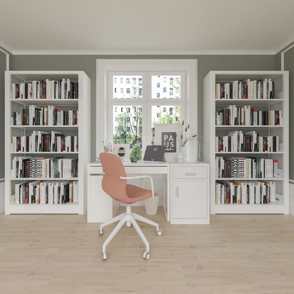 Bibliotheks regal 69 "hohes 5-stufiges Hochleistungs-Bücherregal aus Metall mit verstellbaren Regalen, Bücherregal mit offenem Regal, hohes Home-Office-Schwarz