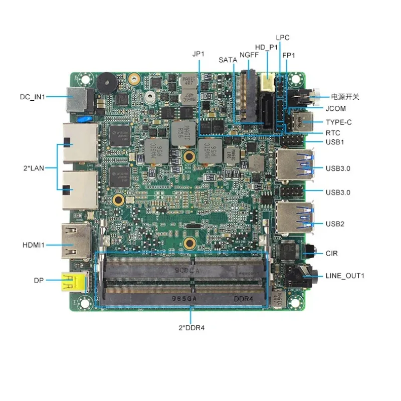Applicable to Motherboard 10110U 10210U dual network port office x86 microcomputer small industrial control host