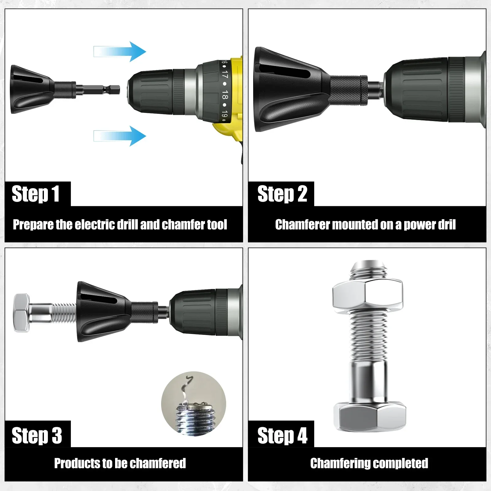 Imagem -05 - Conjunto Rebarbação Ferramenta de Chanfro Externo Aço Tungstênio Hex Haste Remover Rebarbas Ferramenta Parafuso Seguro Rebarbação Chanfradura Broca Peças