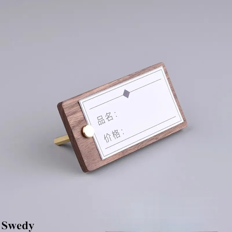 5 Pieces 60x30mm Mini Wood Price Label Card Tags Small Table Number Name Place Sign Holder Display Stand