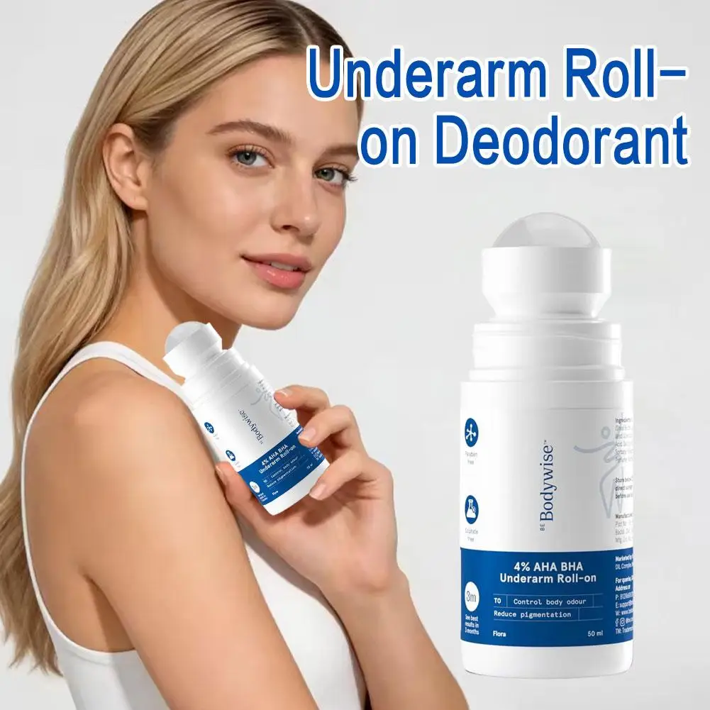 Bodywise Underarm Roll‑on 4% AHA BHA Formula Exfoliating Deodorant Roller Refreshing Scent Control Body Odor Underarm Skin Care