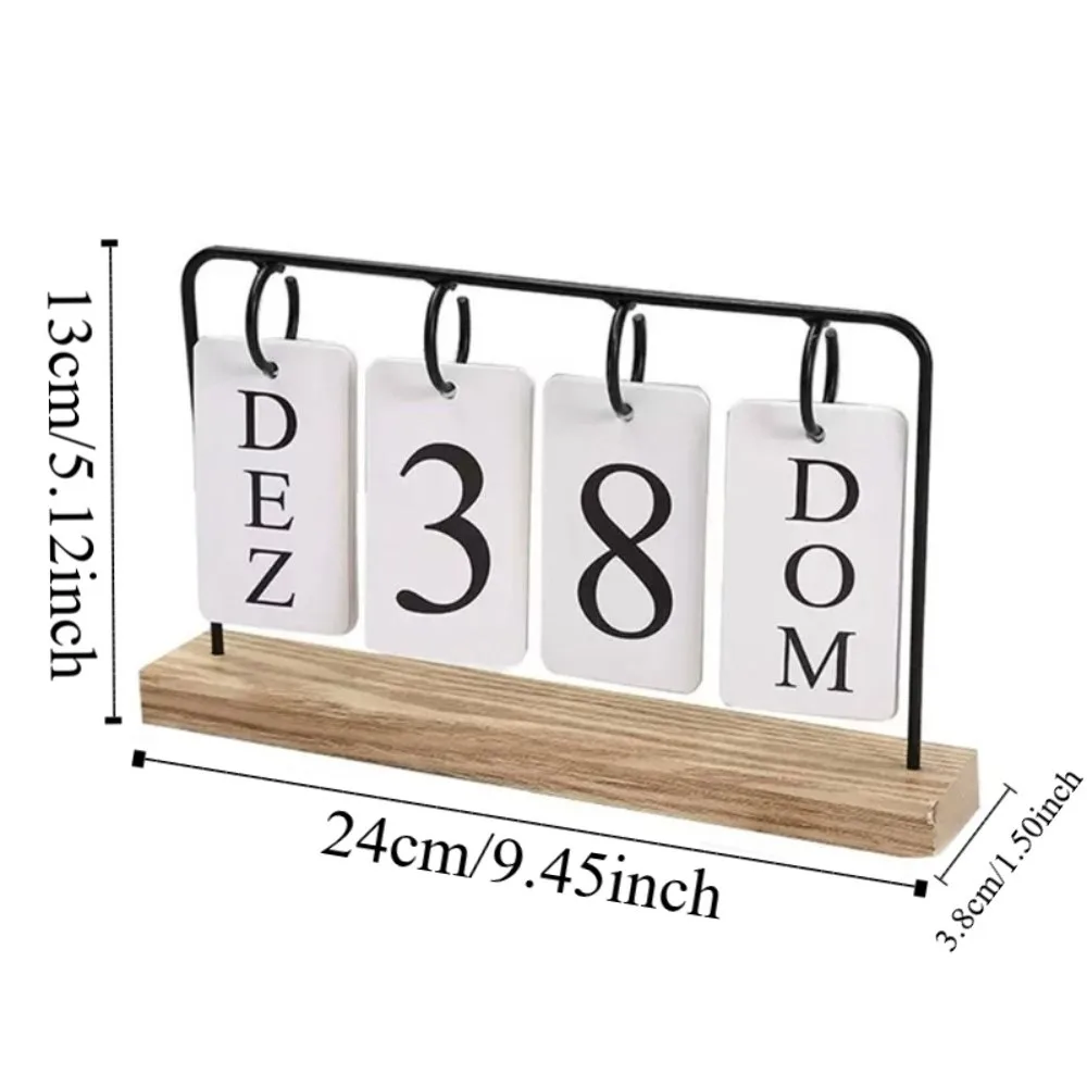 جديد خشبي سطح المكتب الوجه التقويم خمر بدوره صفحة تصميم الدائمة التقويم DIY تاريخ عرض تقويم خشبي مكتب الديكور #6