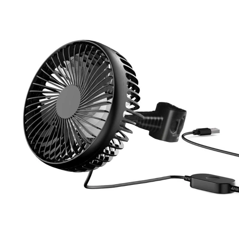12V Car Cooling Fan Office Desk Vehicle 360 Rotatable USB Fan With Suction Cup