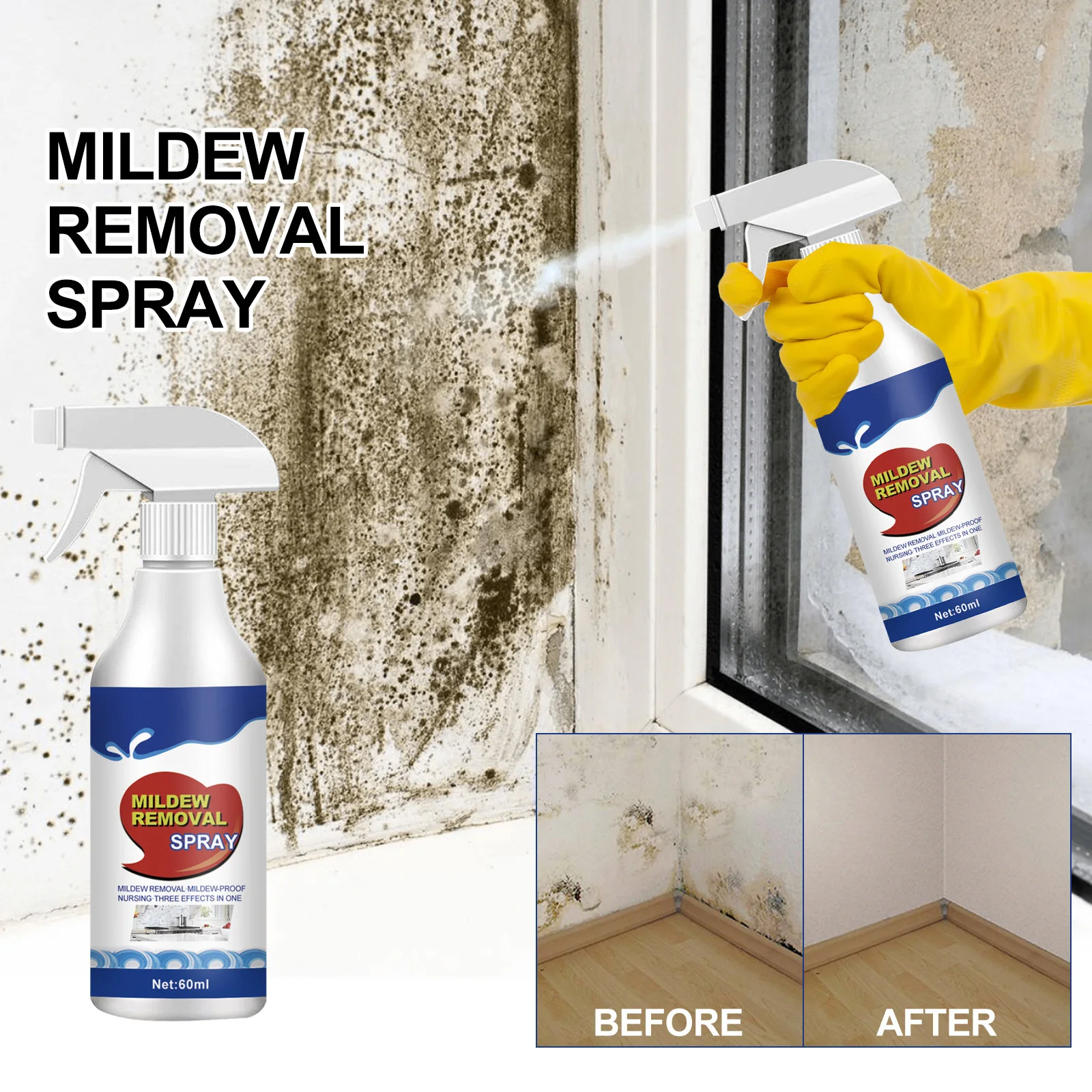 Agente de Reboque para Parede e Banheiro, Removedor de Eliminação do Mildew, Cozinha Poderosa e Banheiro