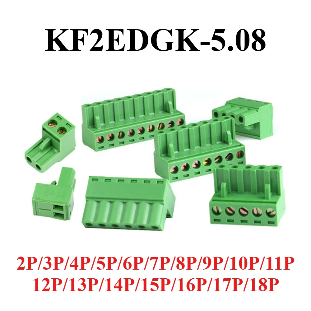 (1-10pcs)KF2EDGK-5.08 P=5.08mm KF2EDGK-5.08-2P/3P/4P/5P/6P/7P/8P/9P/10P/11P/12P/13P/14P green plug male plug-in terminal block