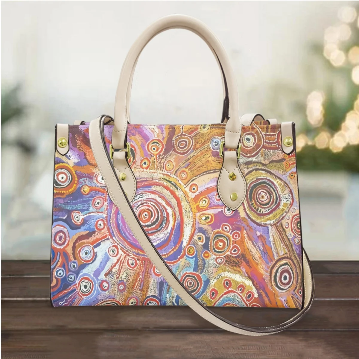 Australian Tribal Art PU Handbag Ladies Long Shoulder Strap Portable High Quality Messenger Bag Folk Style Shoulder Bag Maleta