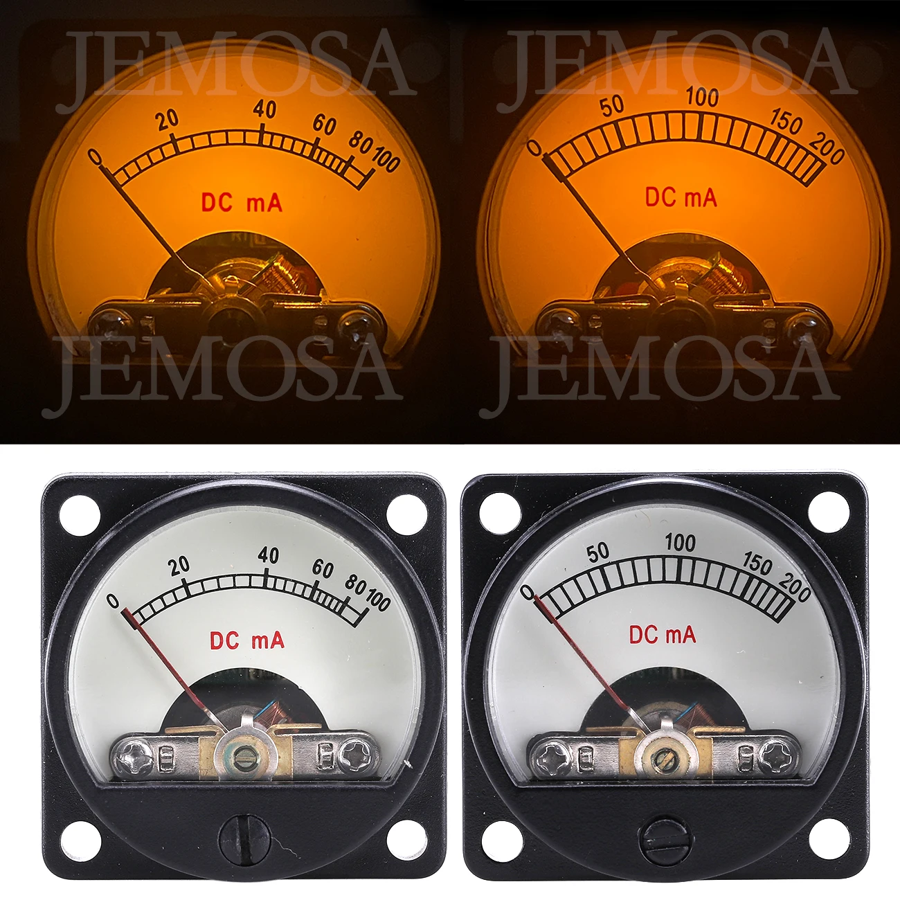 1PC 34mm Ammeter DC 100MA 200MA Analog Current Meter Panel Pointer Type With Background Light For Audio Amplifier HIFI DIY