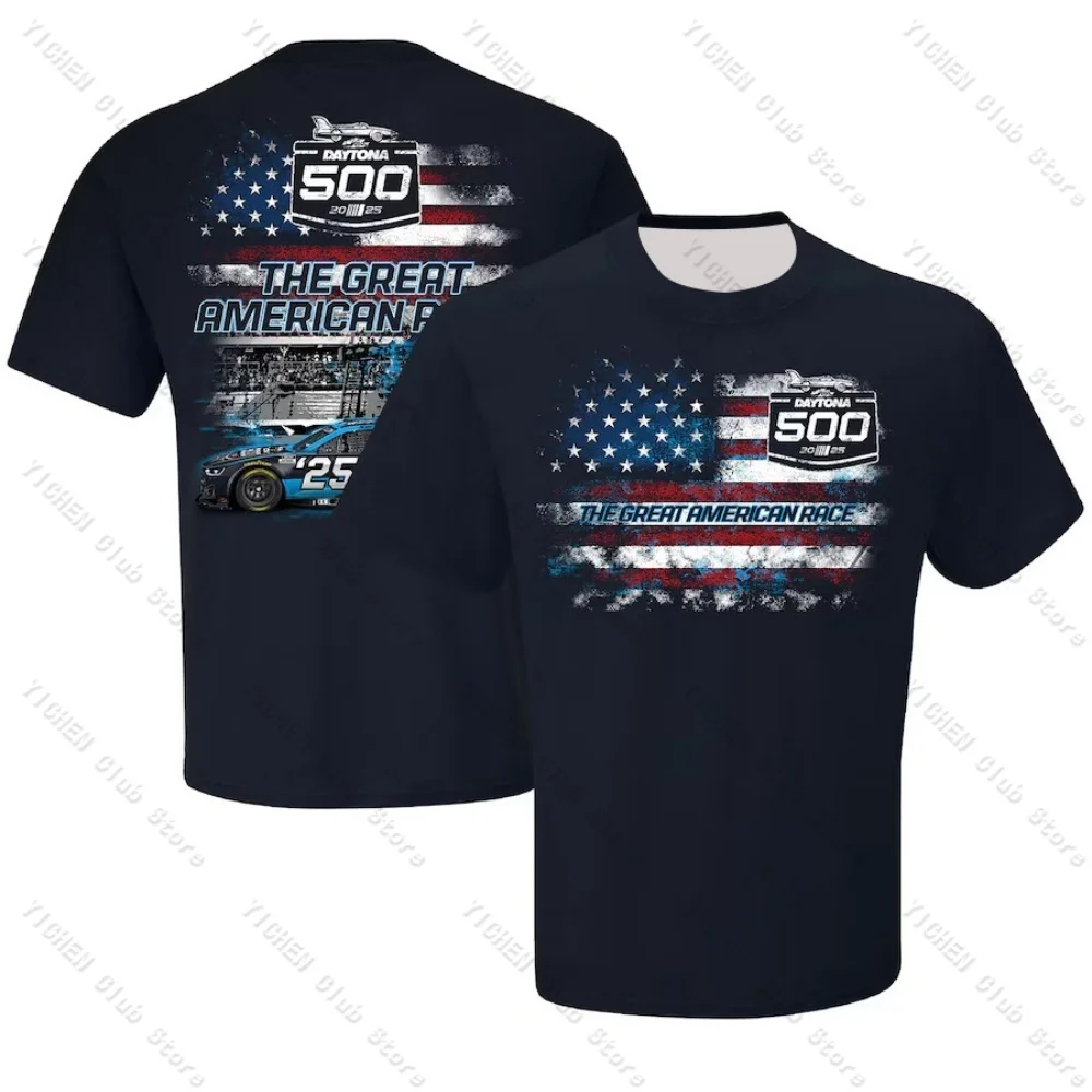 Motorcycle Racing Daytona International Speedway Checkered Flag Sports Black 2025 Daytona 500 Eagle Street Casual Men's T-Shirt