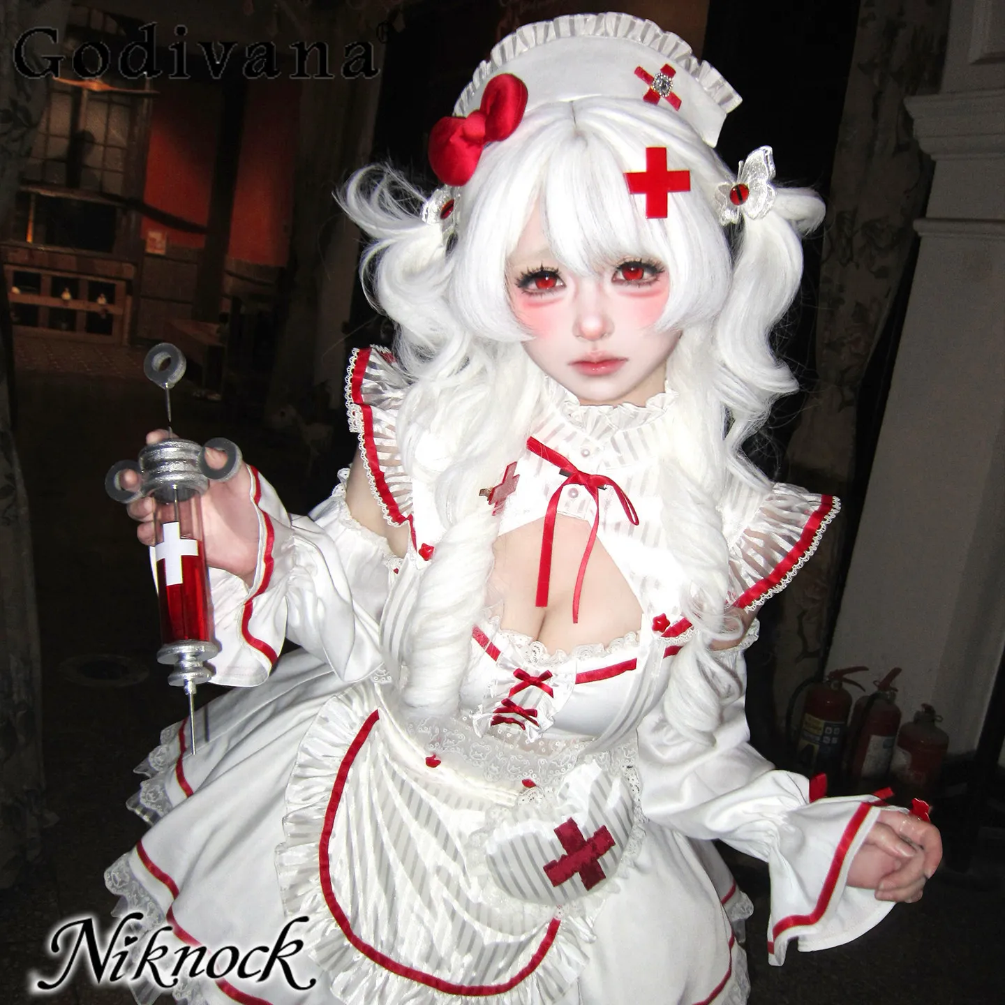 

Original Cute Girl's Japanese Cosplay Lolita Maid Outfit Spring Summer Y2k Singing Costume Women's Slim Top Skirt 2-Piece Set