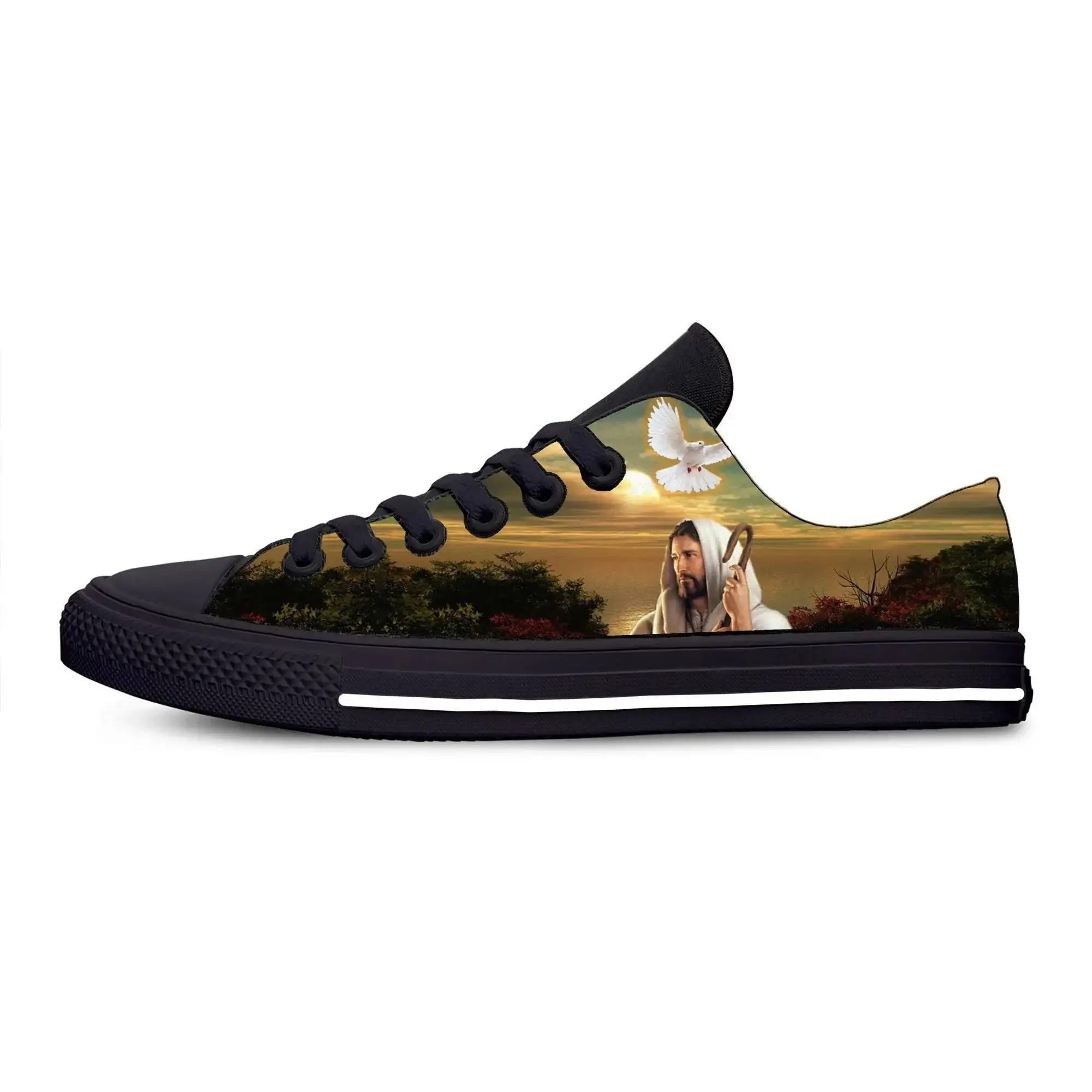 Hot Summer Christian God Lord Jesus Christ Religion Fashion Casual Cloth Men Women Sneakers Low Top Classic Board Shoes - view 3