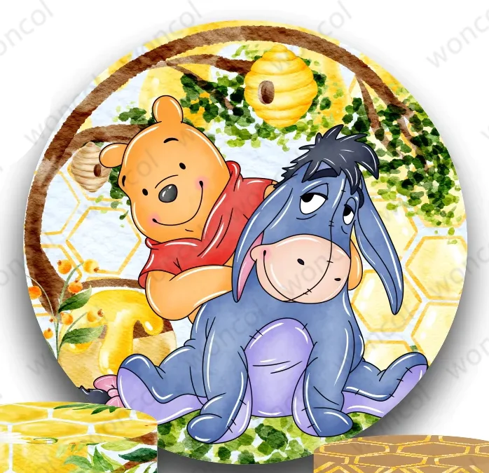 Pooh Eeyore Circle Backdrop Winnie The Pooh Birthday Backdrop Winnie The Pooh Cylinder Cover Baby Shower Decor Photocall Prop