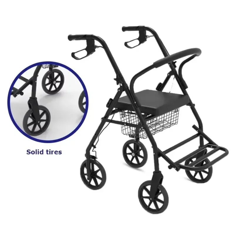 Foldable Shopping Four-wheeled Grocery Cart Can Sit Aluminum Alloy Cart Portable Household Elderly Walker