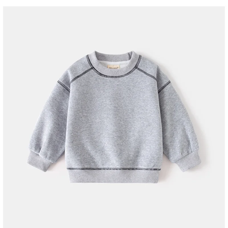 

2025 New Autumn Spring Kids Sweatshirt Boys Crew Neck Contrast Stitch Casual Top Children Retro Casual Pullover 3-8Y