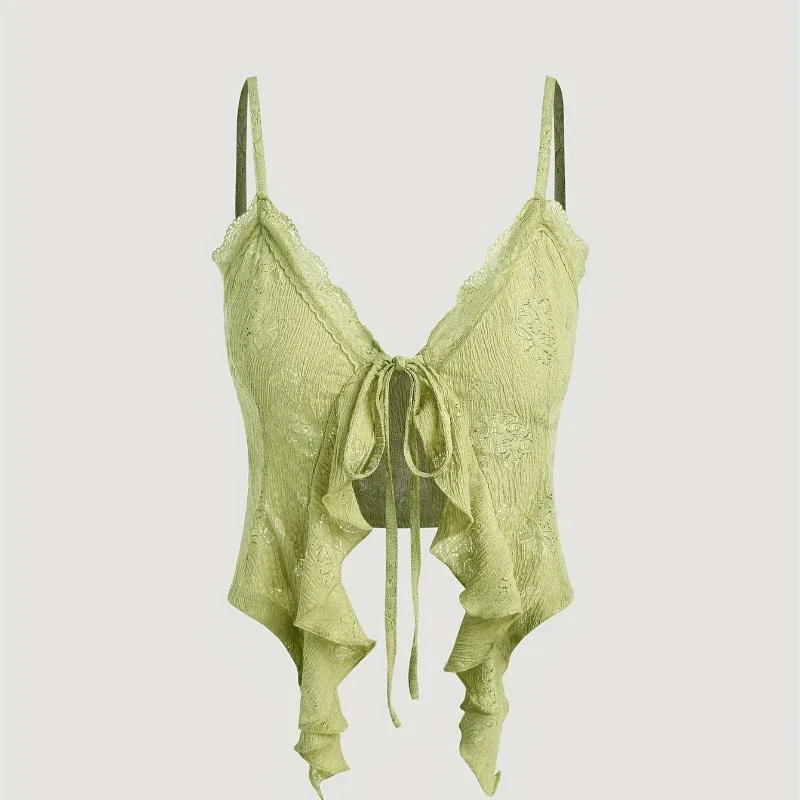 Estate Y2k Vestiti Sexy Crop Top Corsetto da donna Fasciatura in pizzo T-shirt Canotta Donna Sling Canotta Moda Gilet senza maniche