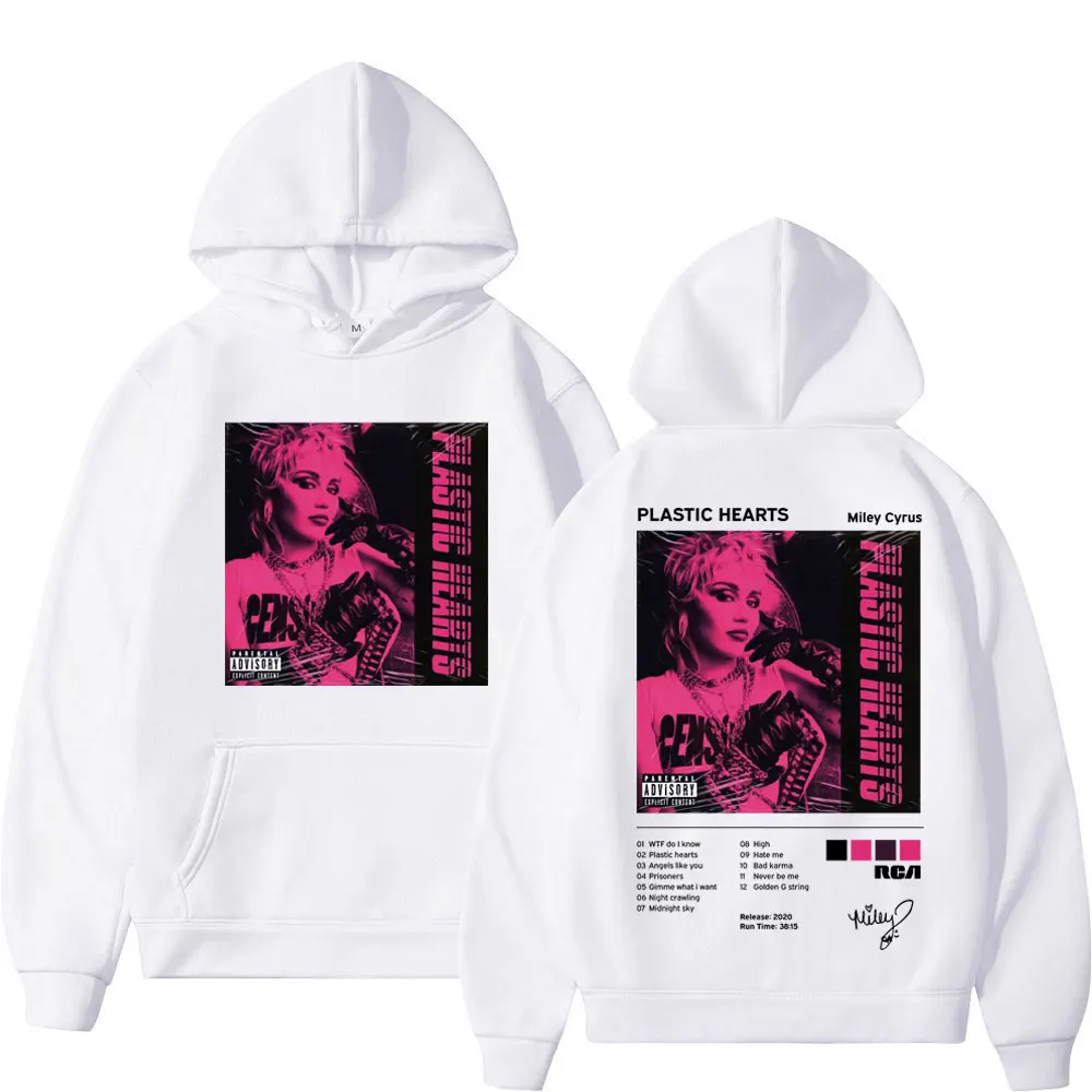 Singer Miley Cyrus Music Album Print Hoodie Men's Women High Street Fashion Trend Sweatshirts Casual Vintage Oversized Hoodies