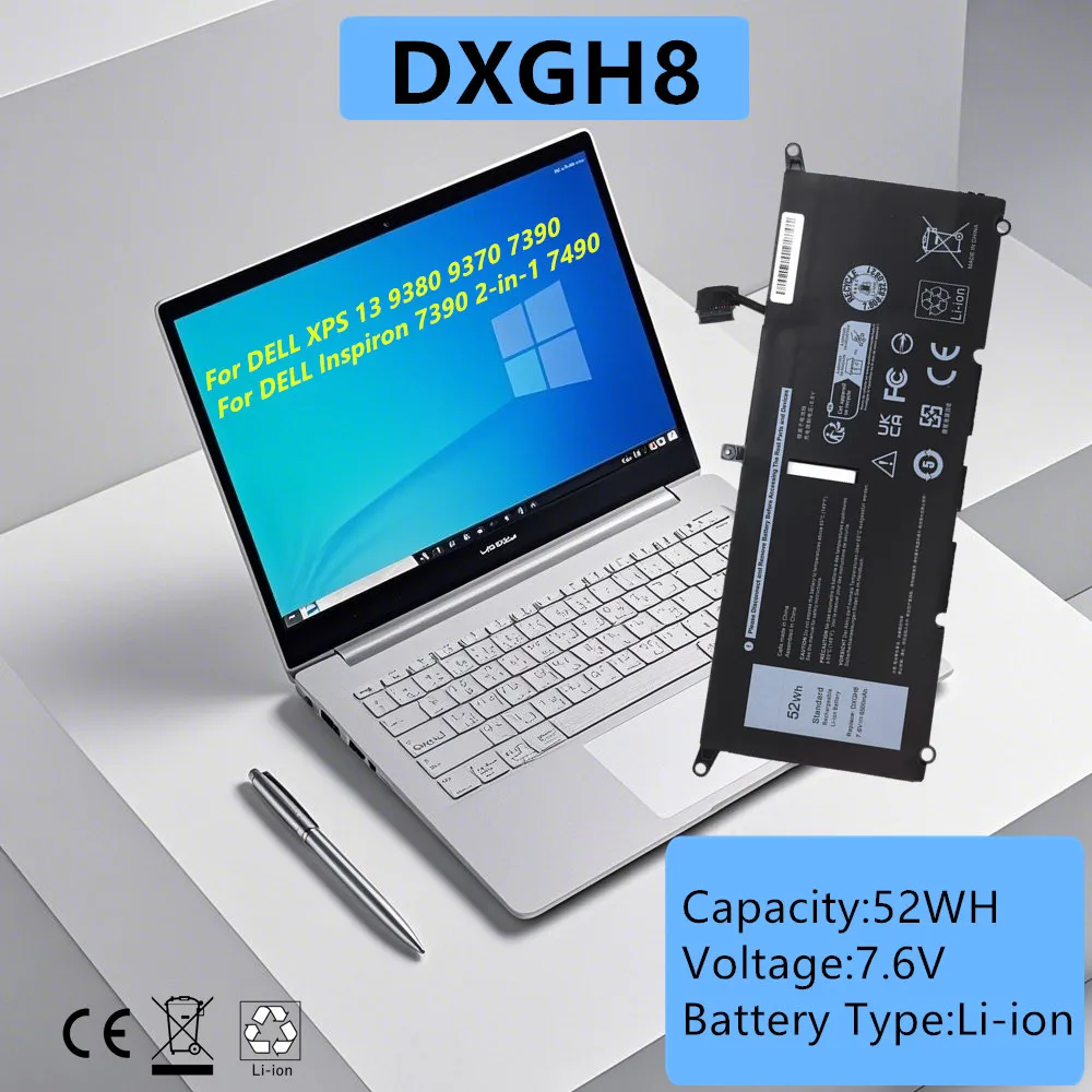 DXGH8 Laptop Battery For Dell XPS 13 9380 9370 7390 Inspiron 7390 2-in-1 H754V G8VCF 0H754V