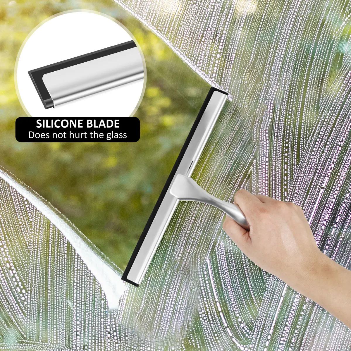 Shower Squeegee Stainless Steel Window Squeegee with Suction Cup Multi-Purpose Shower Wiper Bathroom Tile Cleaning athroom 1PC