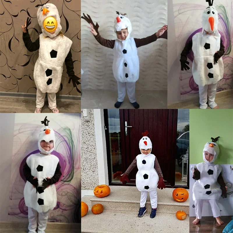 New Year Christmas Girls Olaf Cospaly Costume Frozen Deluxe Toddler Bodysuit Halloween Hooded Costume Party Gift Dress Up