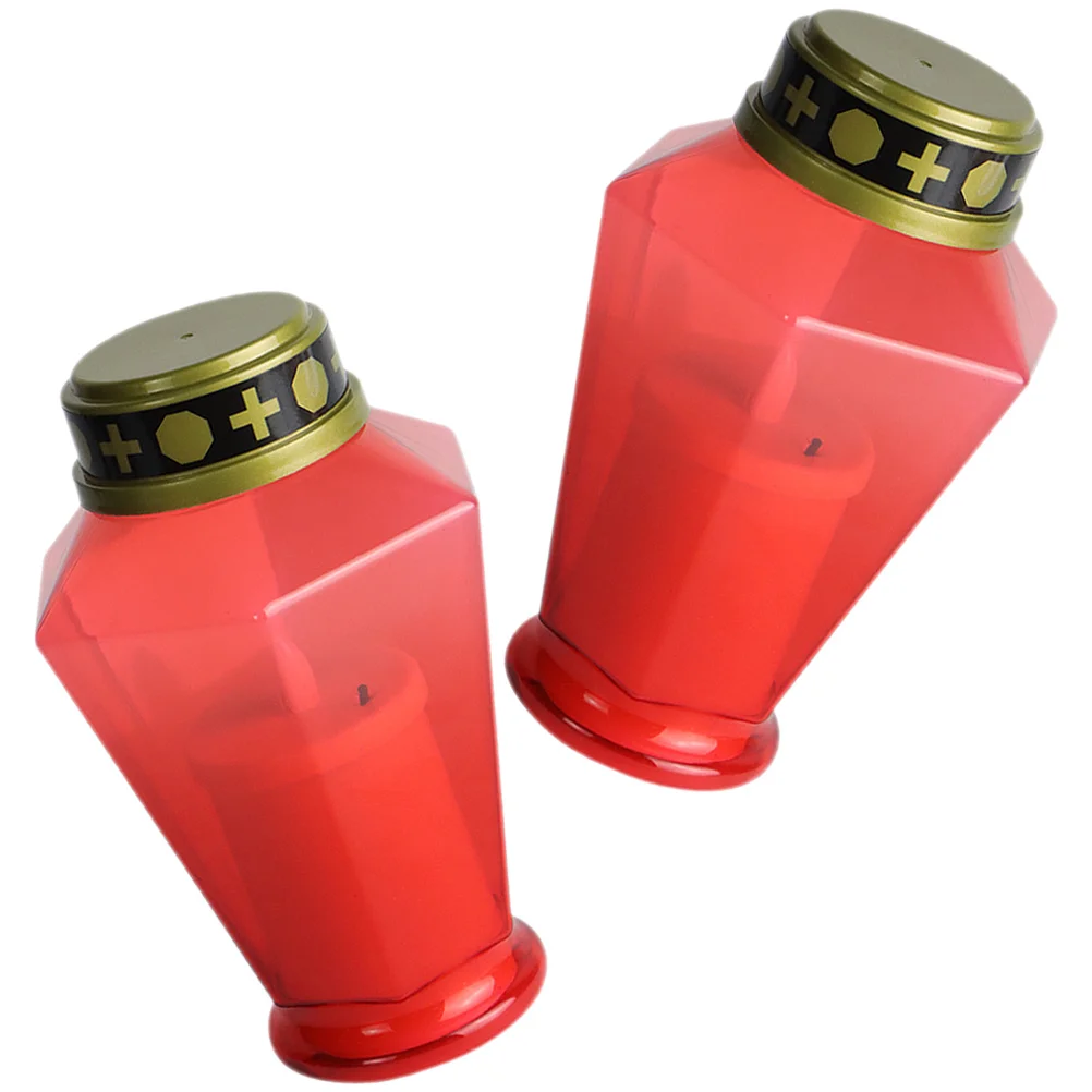 2 قطعة Led مقبرة ضوء ديكور عديمة اللهب للخارجية حديقة ساحة الكنيسة الصلاة استخدام تعمل مقاوم للماء #3