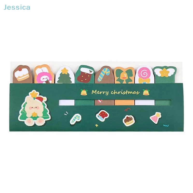 ♥ Zakładki samoprzylepne z motywem świątecznym, wzór kreskówkowy, znaczniki stron, samoprzylepne zakładki do książek do czytania, artykuły papiernicze świąteczne na prezent.