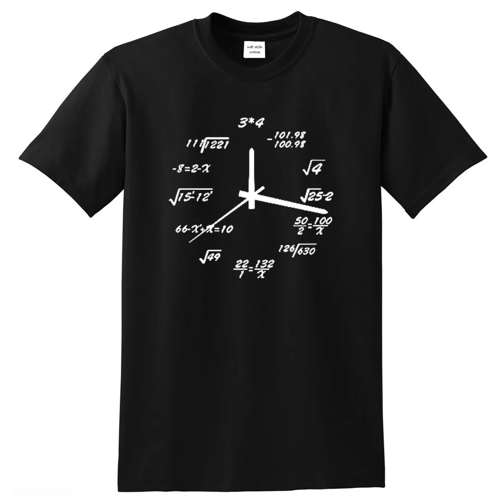 Math clock t-shirt man 100% cotton Top Quality awesome design tees printing men tshirt o-neck comfortable fabric math t shirts