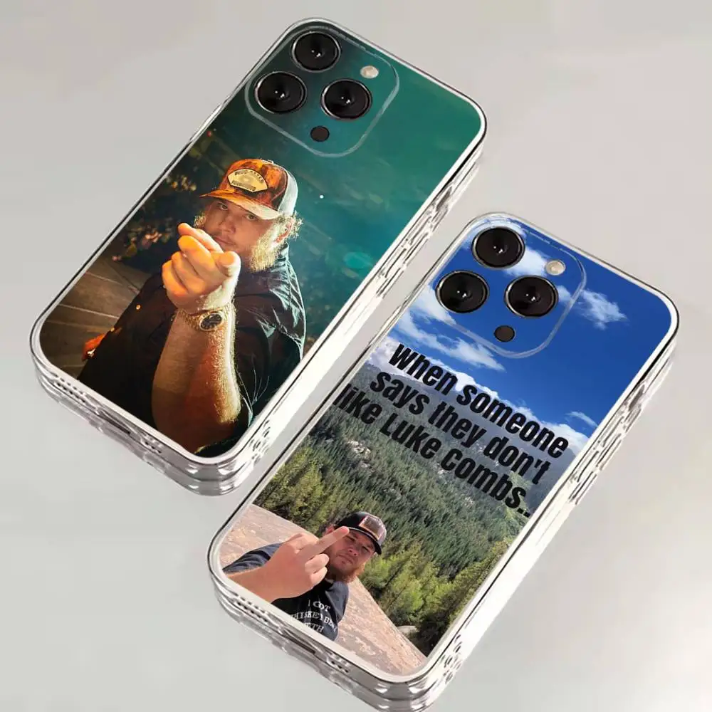 

Singer L-Luke Combs Phone Case For iPhone 16,15,14,13,12,11 Plus,Pro,Max,XR,XS,Plus,E,SE4,Mini Transparent Soft Cover