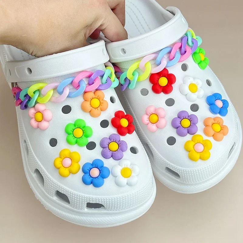 Girls Colorful Shoes Charms Multicolored Flowers For Silppers kawai Accessories Cute Set For Kids Women Fancy Applique For Shoes