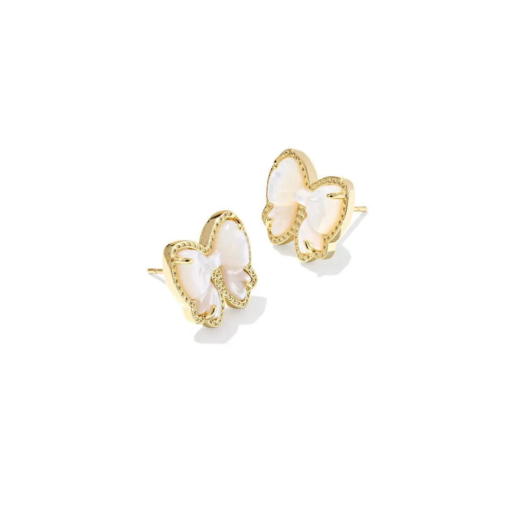 

VKVVA Fashion Jewerly Bow Gold-plated Stud Earrings with Mother-of-Pearl for Women Birthday Gifts