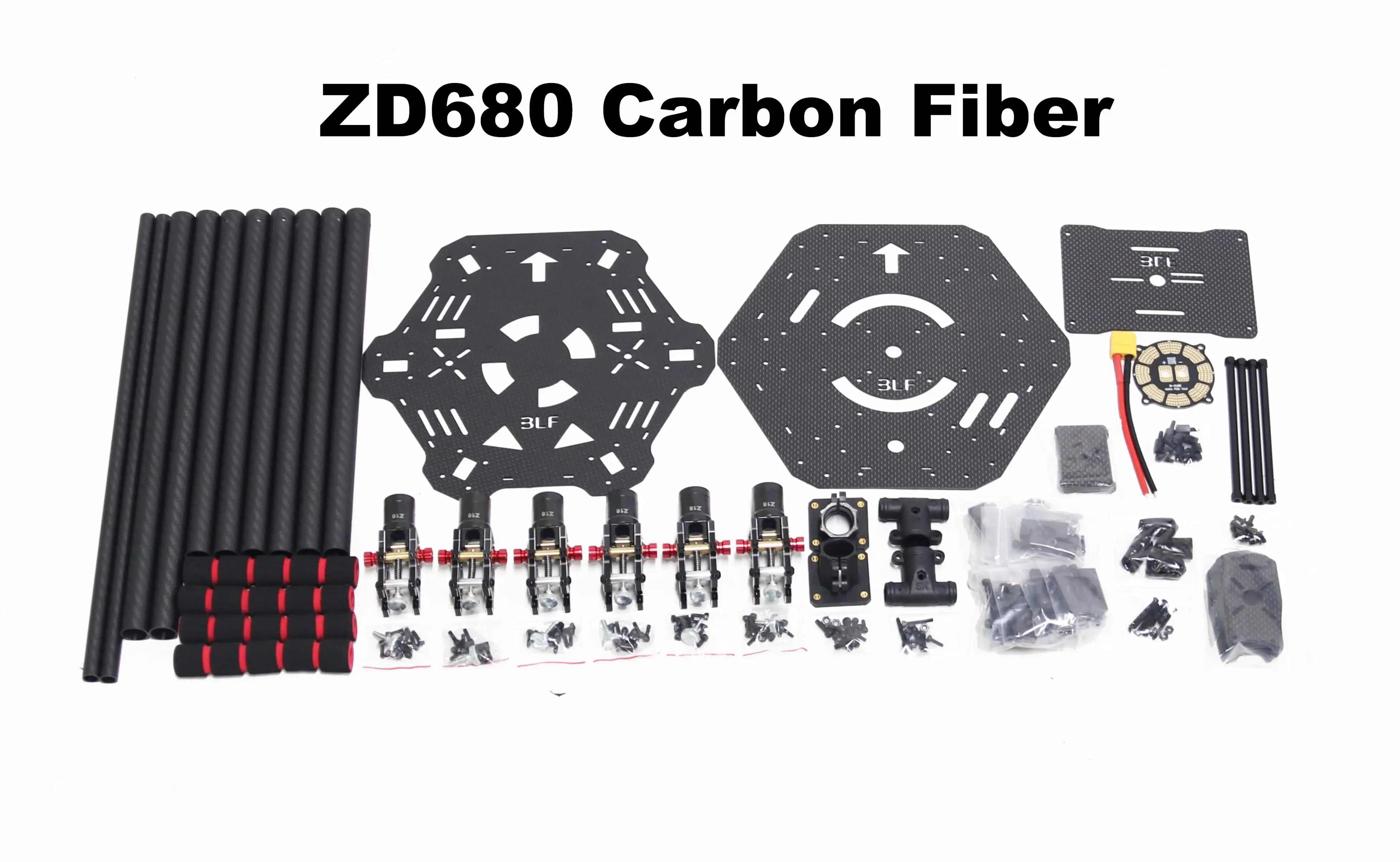 Happy ZD680 Full Carbon Fiber Hexa-Rotor Foldable Arm Hexacopter Frame Kit for Pixhawk 2.4.8 Radio with Unflodable Landing Gear