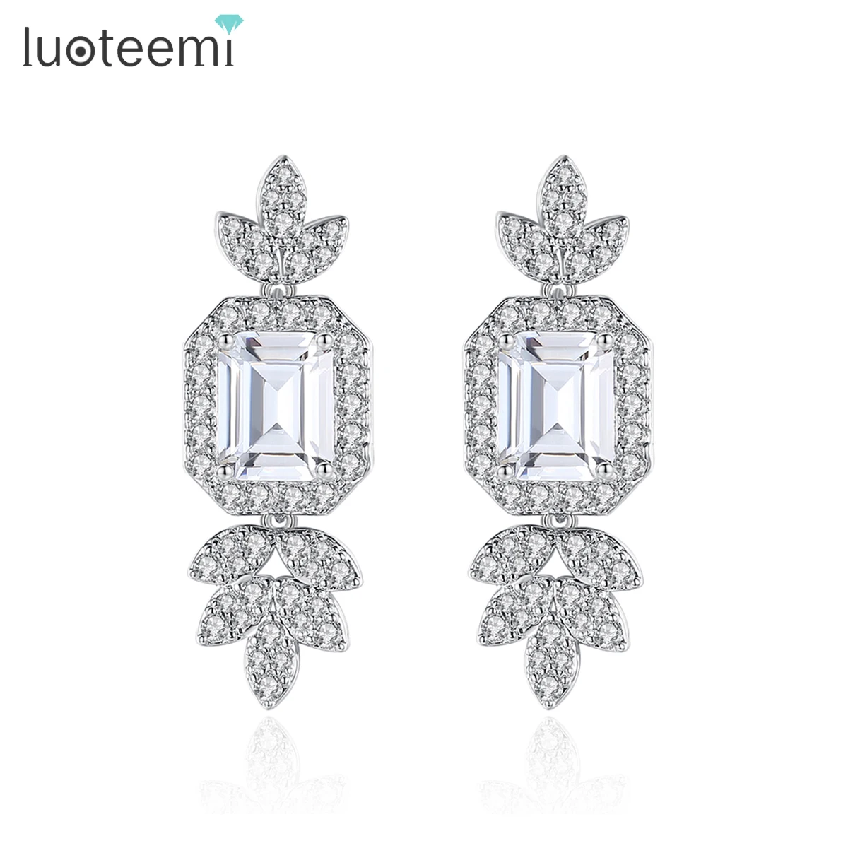 

LUOTEEMI Cubic Zirconia Dangle Earring Women Korean Fashion Aesthetic Unique Style Waterdrop Bridal Wedding Earrings Accessories