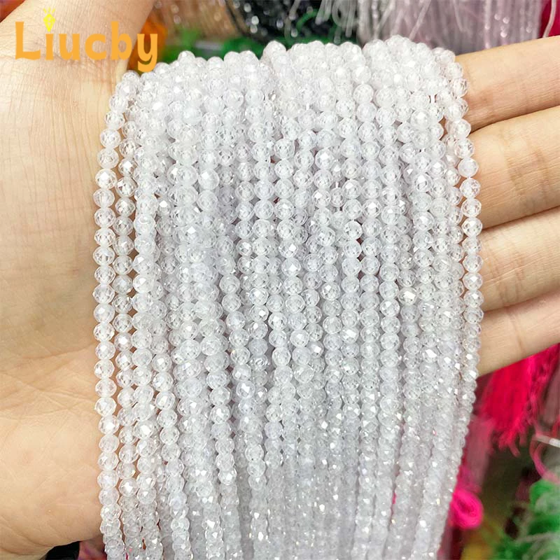 Whitezircon Mini Beads for Jewelry Making DIY Woman Gift Handstring Accessories Space Bracelet Keepsake Crafts 15' Strand 2/3MM