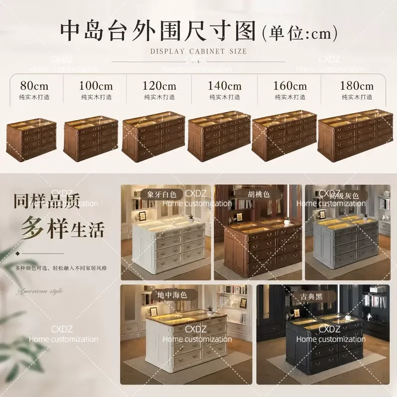 Pure Solid Wood Retro American Style Cloakroom Locker Display Cabinet Custom Bedroom Storage Table Cabinet European Vintage