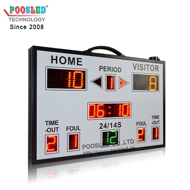 Tabellone segnapunti elettronico portatile da basket colore rosso led mini tabellone segnapunti digitale a led con shotclock per giochi sportivi e