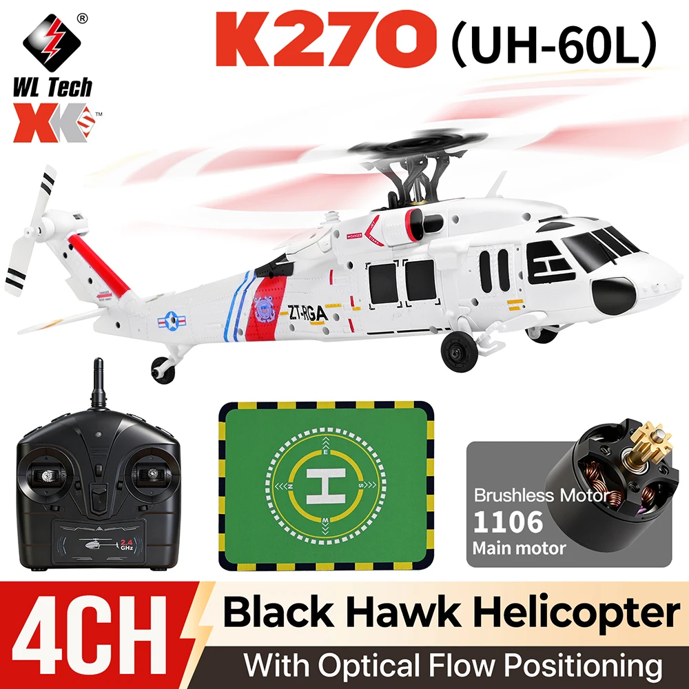 

Wltoys K270(UH-60L) Helicopter 4CH Brushless Plane 8Min Flight 6-axis Gyro With Optical Flow Positioning Black Hawk Helicopter