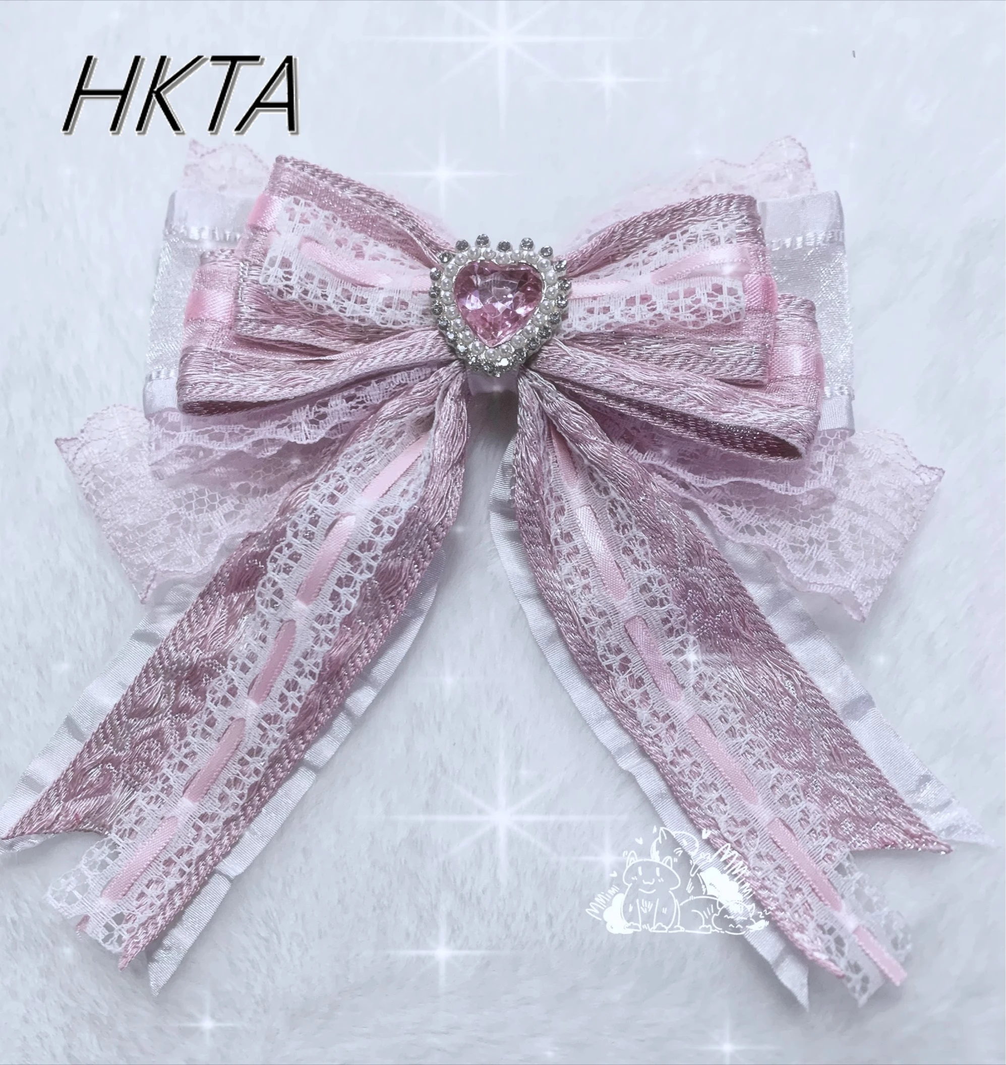 

Japanese Lolita Handmade Mass Produced Pink Hair Clips Hair Accessories Women Lady Sweet Cute Lace Bow Versatile Hairpins Female