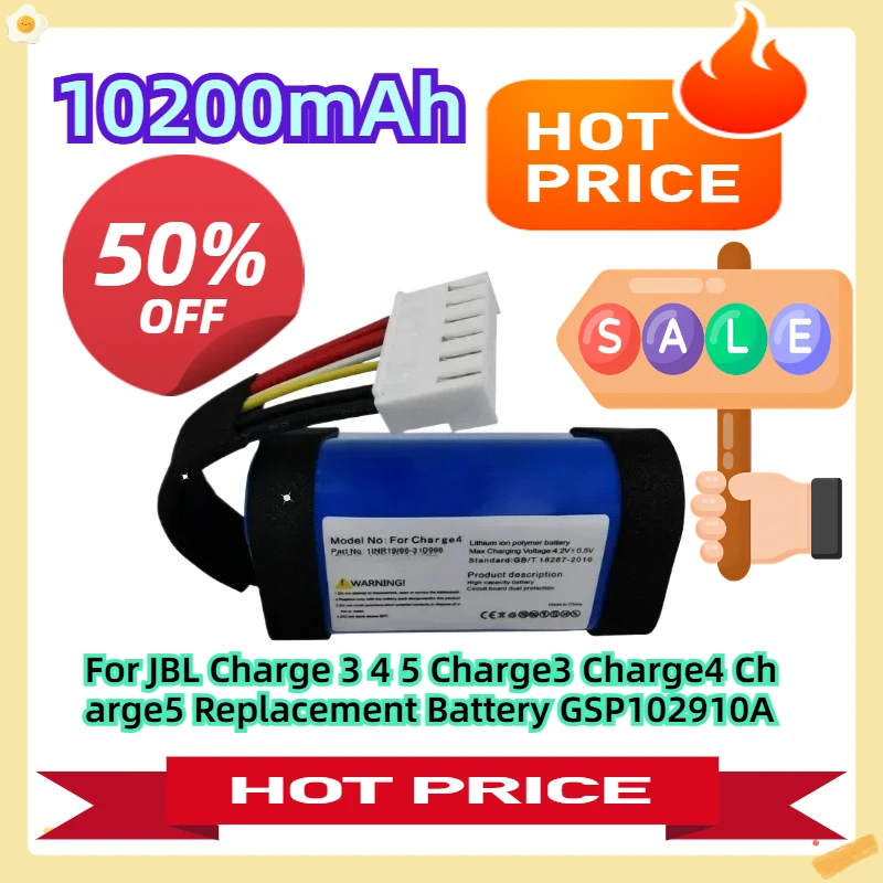 

For JBL Charge 3 4 5 Charge3 Charge4 Charge5 Replacement Battery GSP102910A 10200mAh