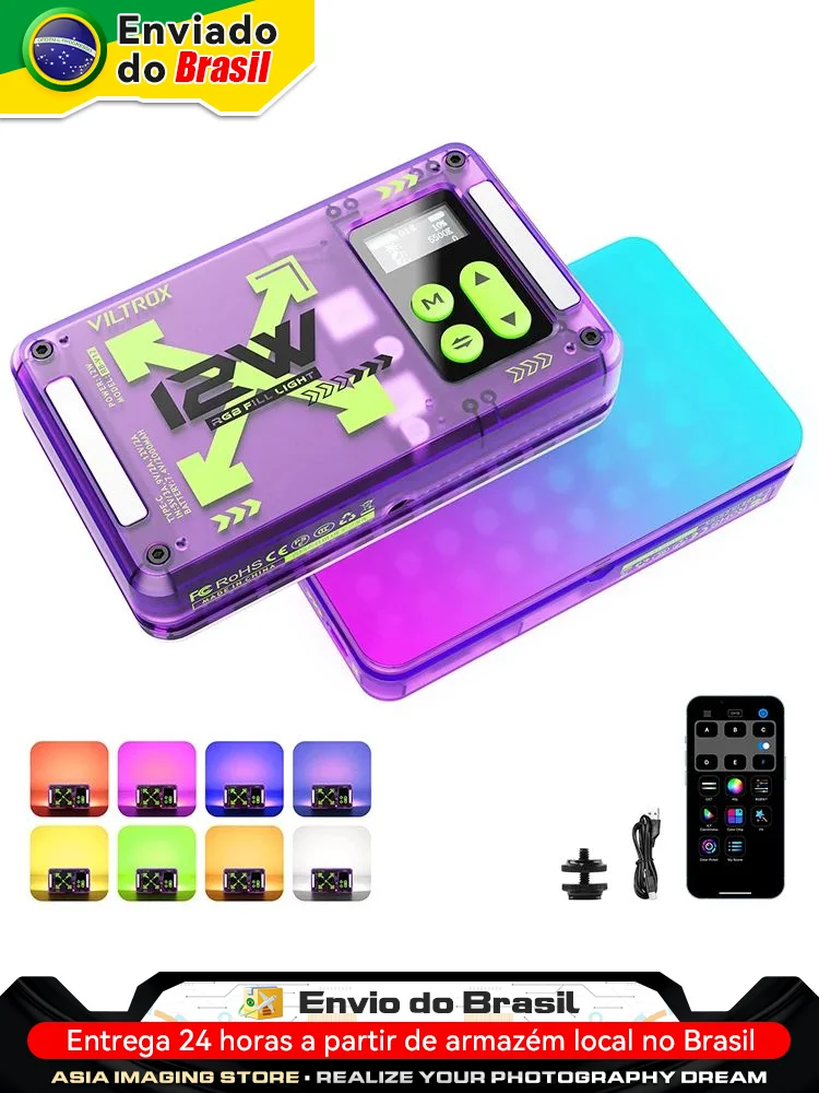 VILTROX RB-V12 Magnetic RGB Video Light 360° Full Color Portable LED Camera Light Panel with APP Control 2500K-8500K CRI 97+