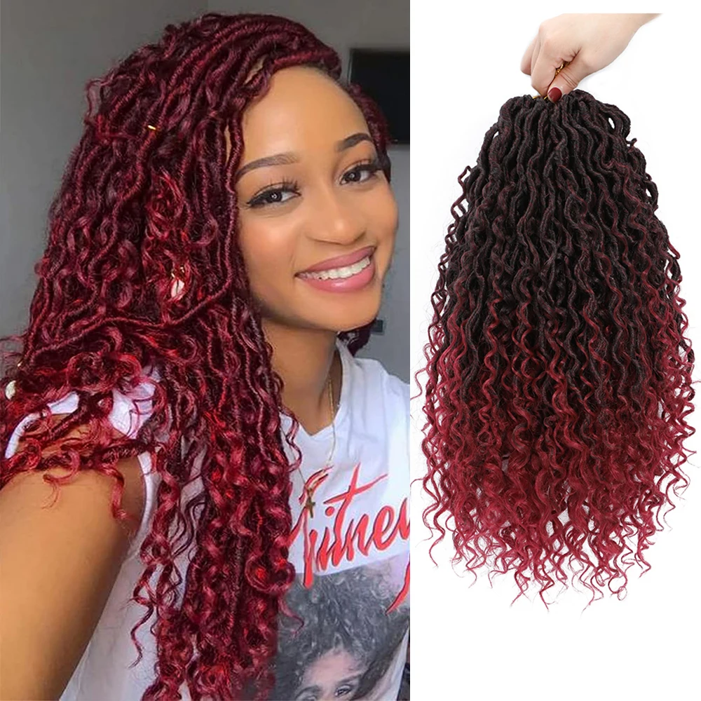 1/8 팩 곱슬 가발 크로셰 헤어 여신 스타일 크로셰 헤어, 히피 스타일, 보헤미안 스타일 합성 브레이드 헤어 익스텐션