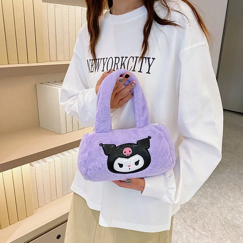 Bolso de hombro de felpa Kawaii Sanrio Hello Kitty para niñas, bolso de mano de dibujos animados, bolso de muñeca lindo y Simple, recién llegados, bolso de mano de gran capacidad