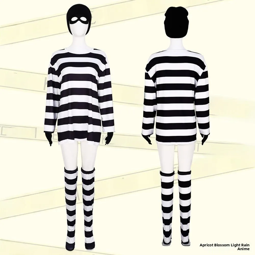 Zesdelige set lang Sve gestreept kostuum Transformatieve maskerade Prestatie Podiumoutfit Etnische dameskleding Halloween Th...