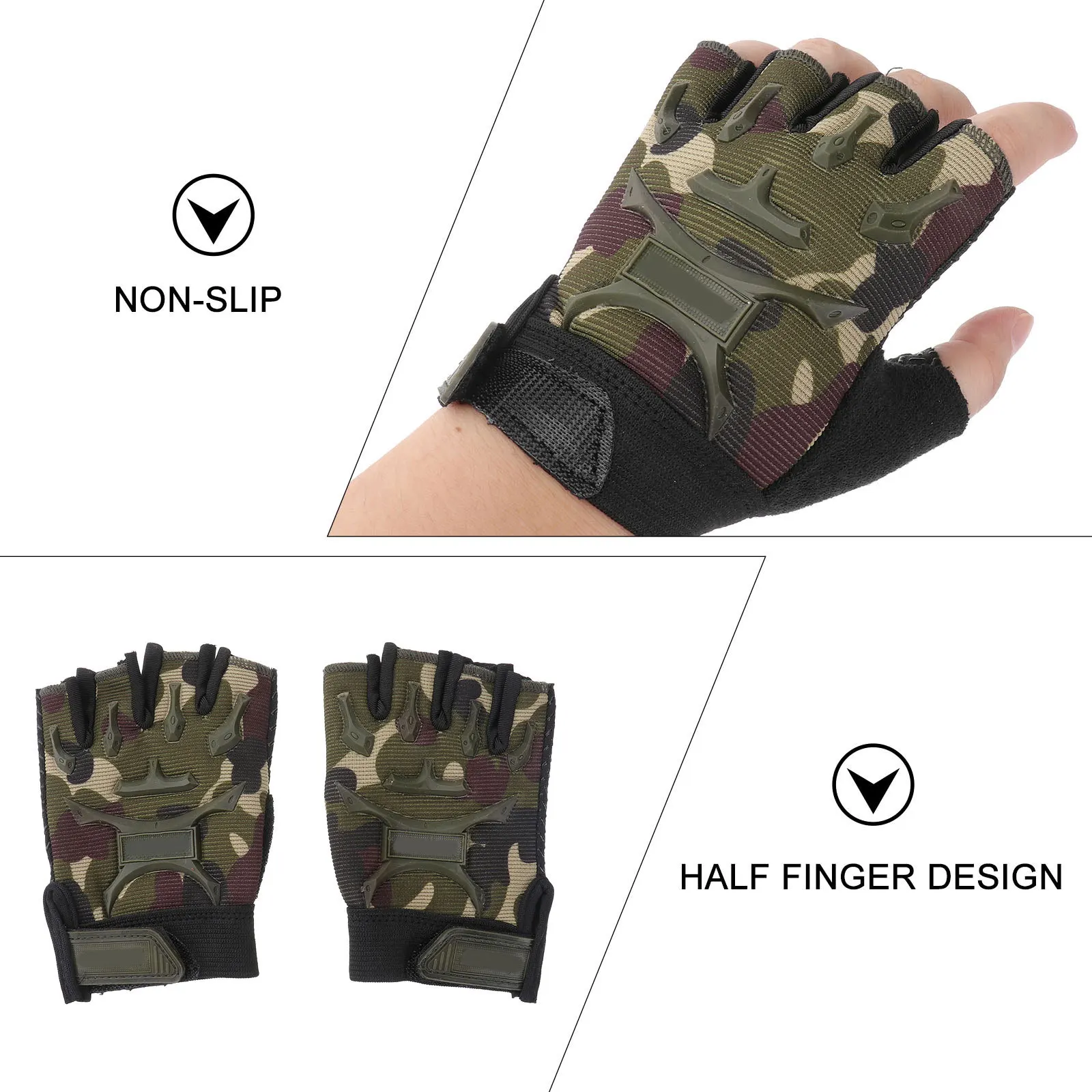 زوج واحد من قفازات نصف اصبع لركوب الدراجات للرياضات الخارجية، قفازات رياضية متينة وعملية مضادة للانزلاق بنصف أصابع #6